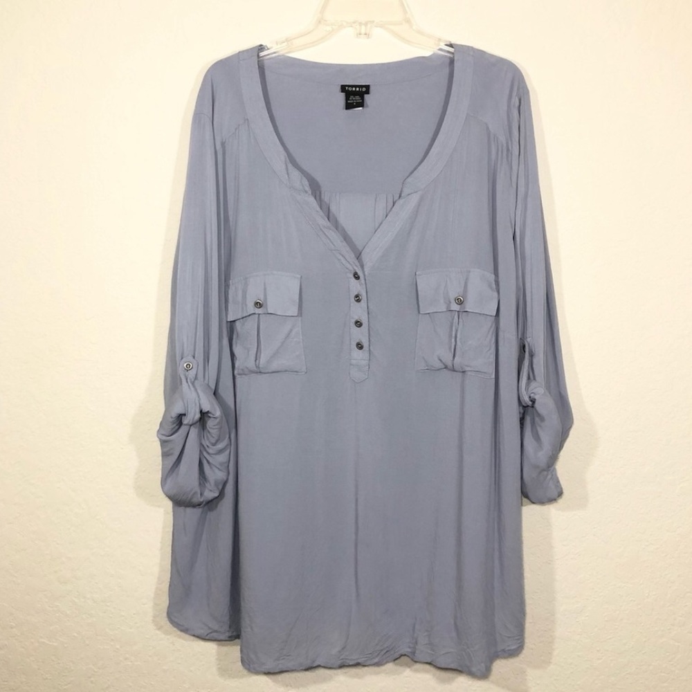 Torrid Light Weight Split Neckline Half Buttoned … - image 5